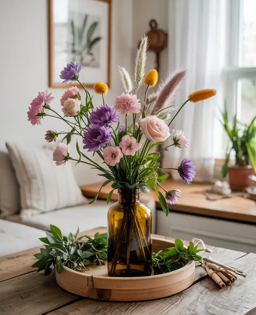 spring decorating ideas diy flower arrangement glass vase