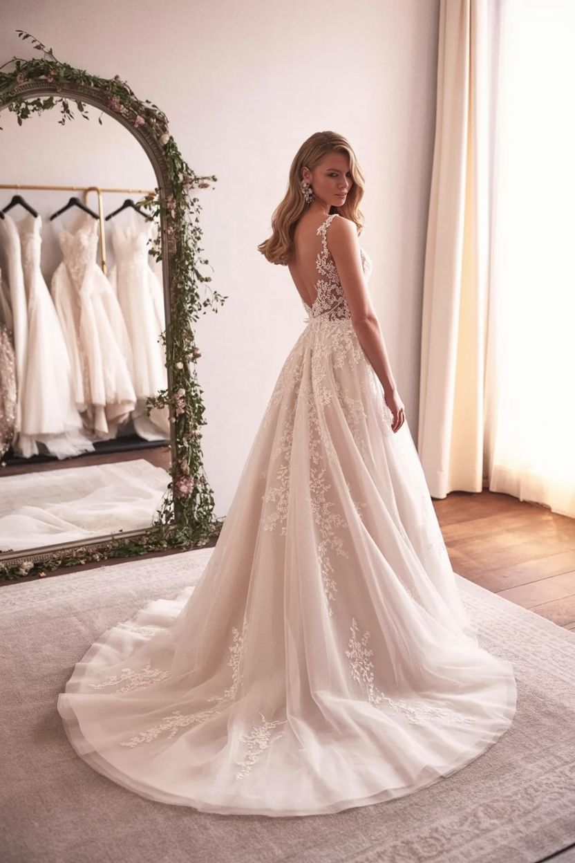 Simple Slit Gown wedding dress