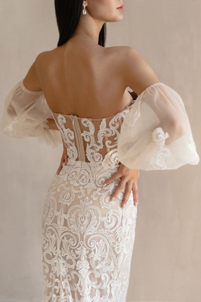 Off-Shoulder with Puffy Sleeves wedding dress