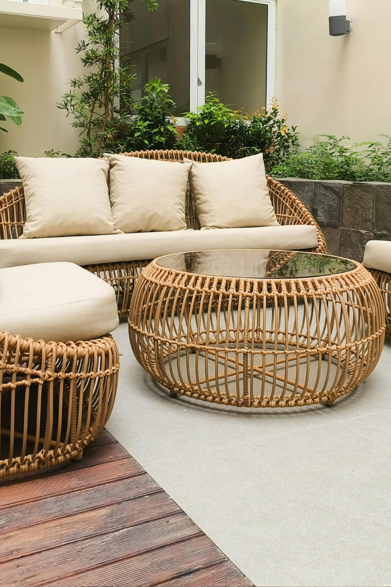 boho rattan coffee table