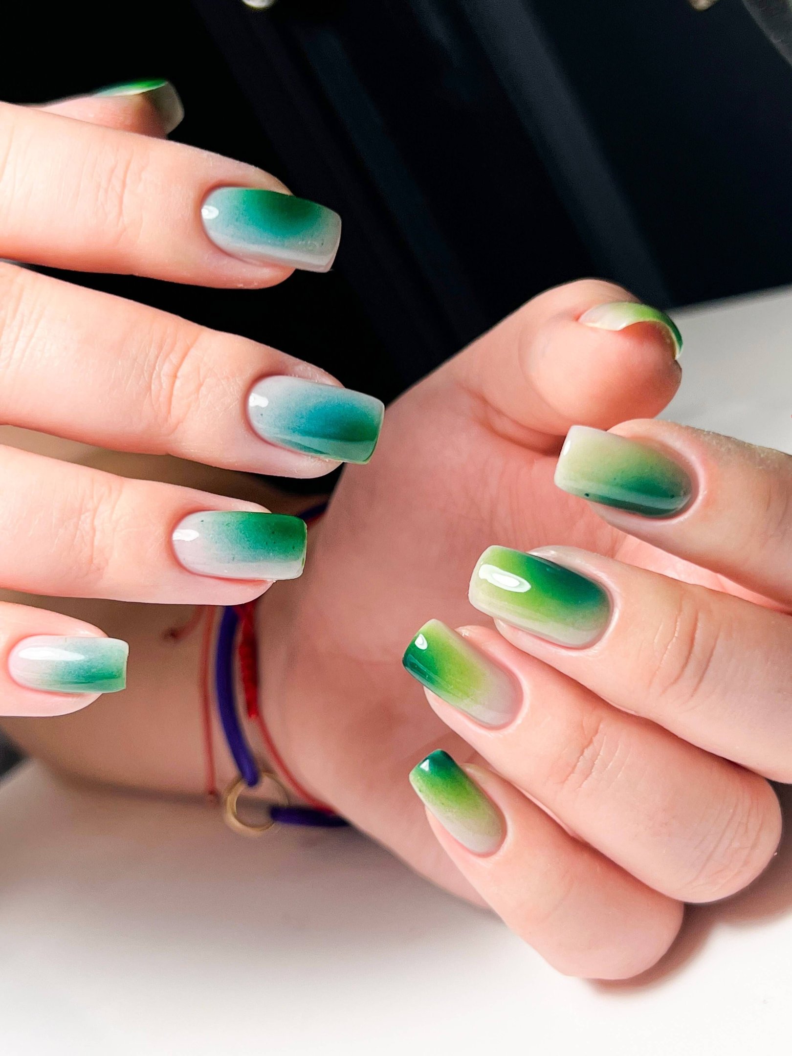 green ombre nails