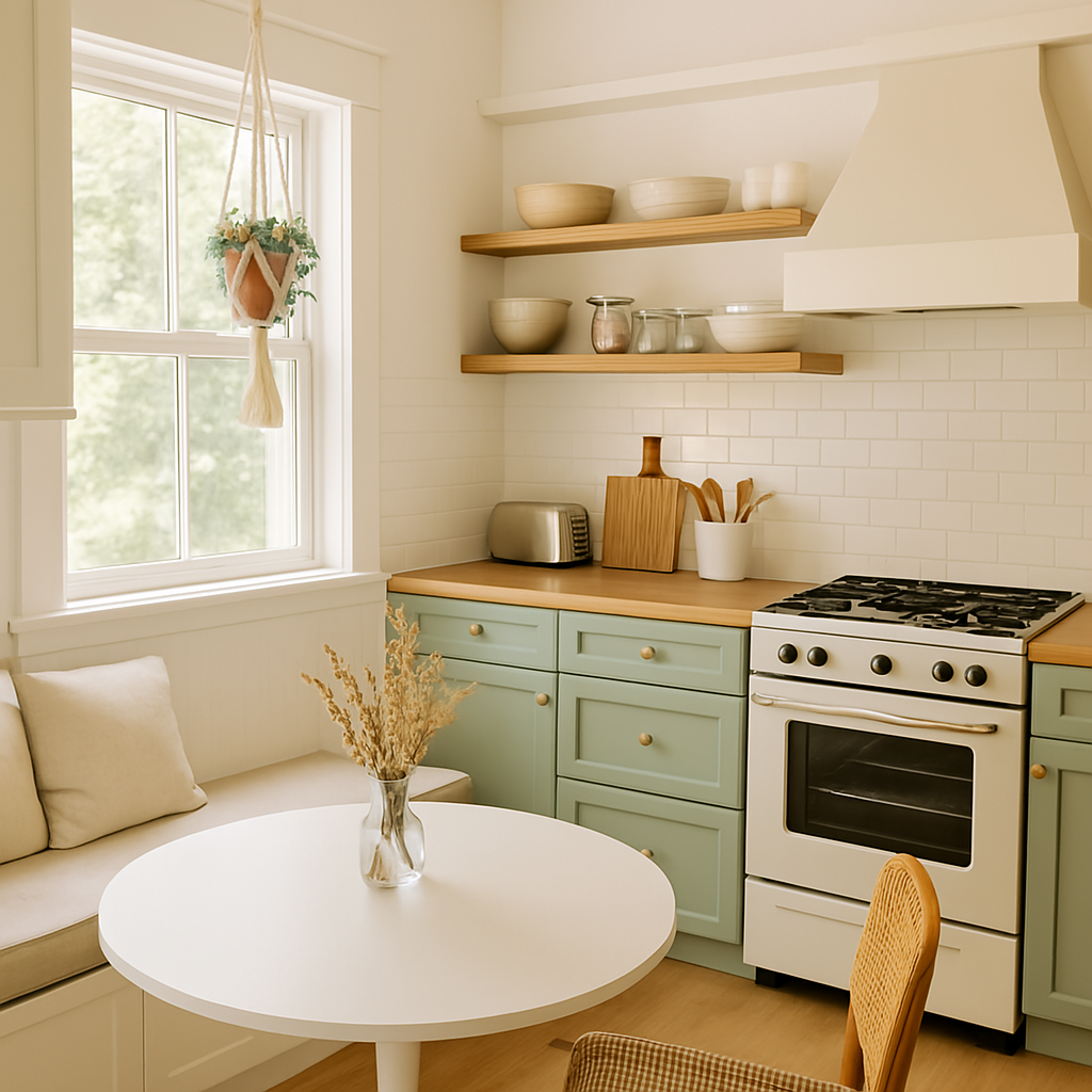 vintage ceramics iin boho kitchen