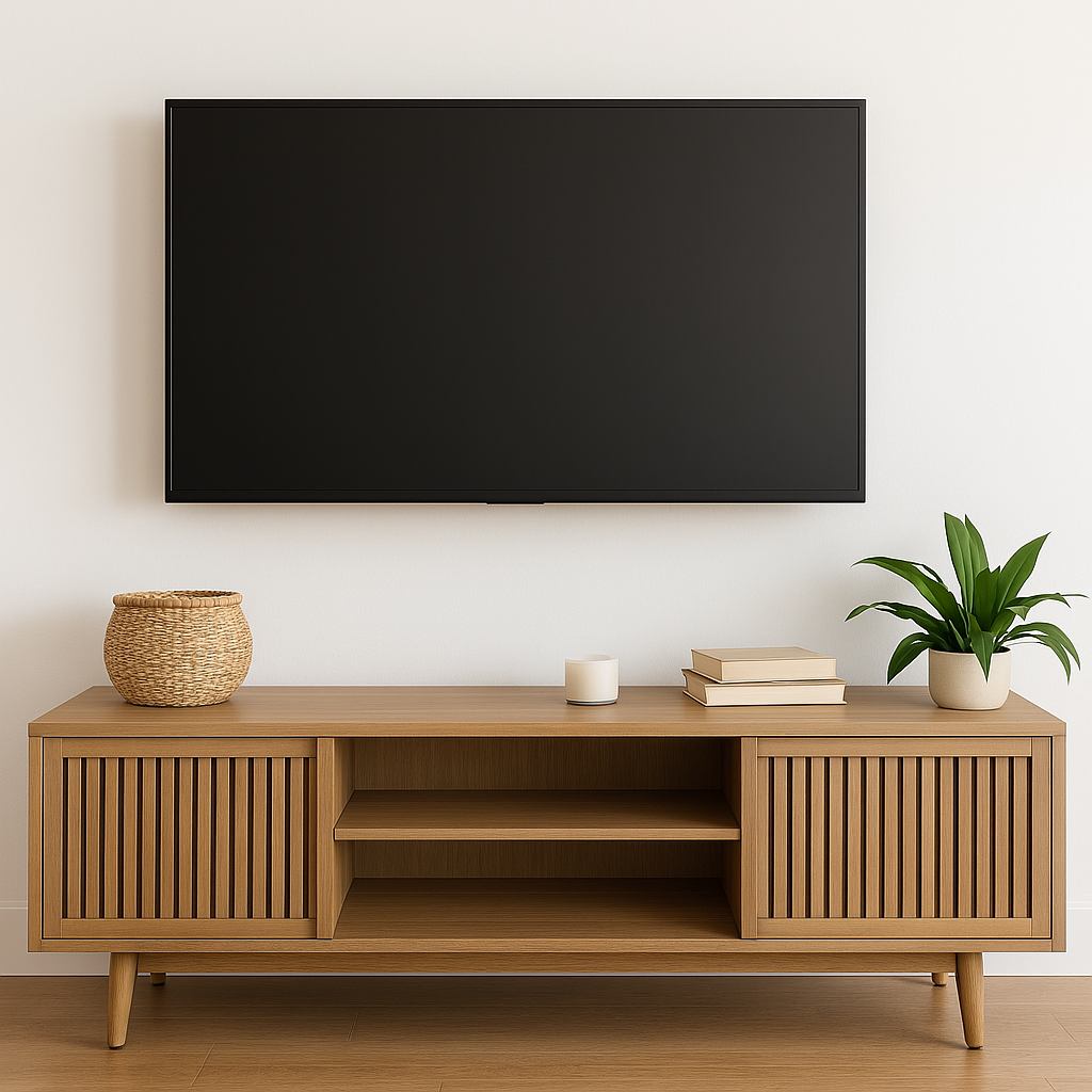 a tv screen mounted on a wall 