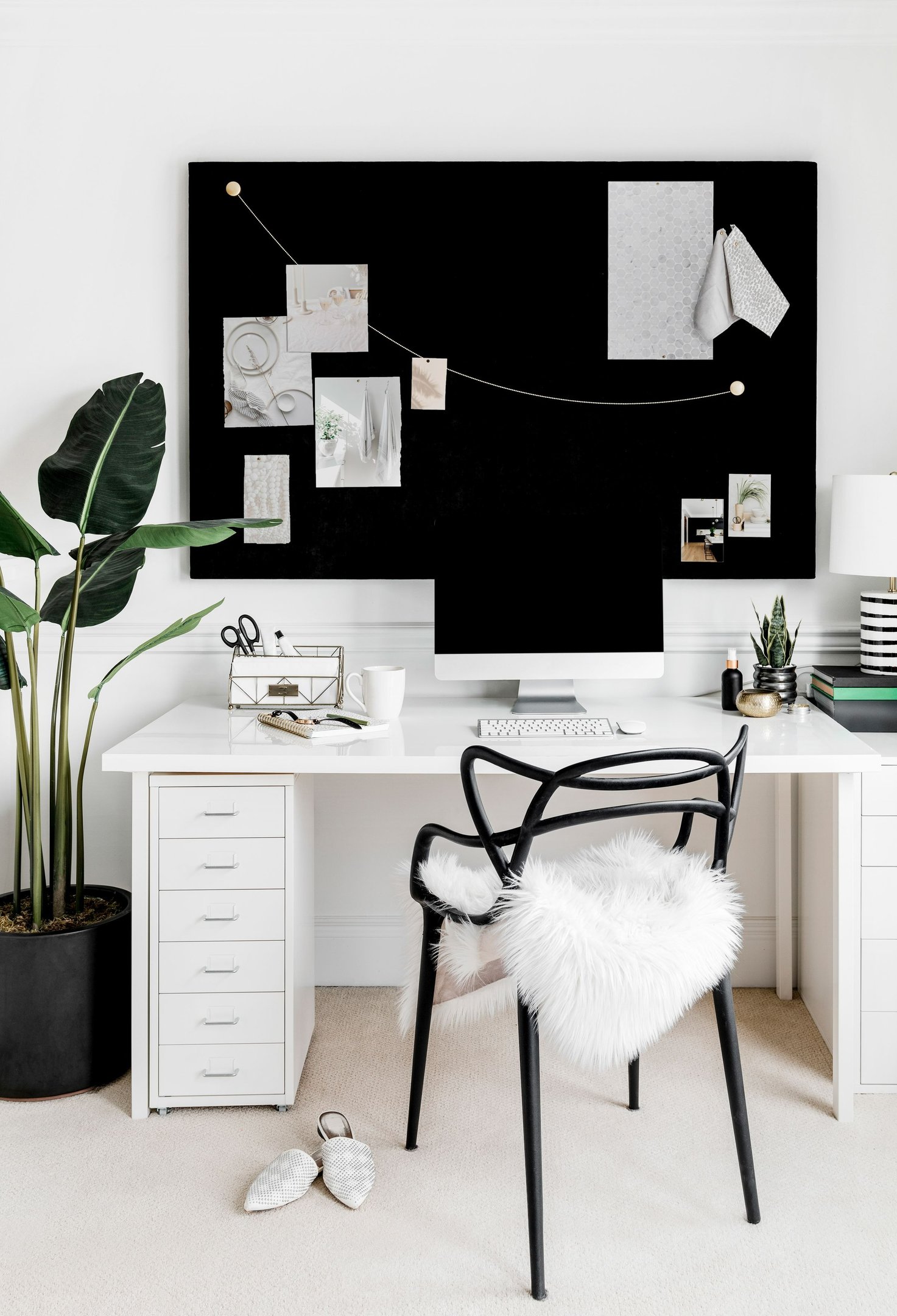Narrow living room with multi-functional layout, slim sofa, workspace zone, light wood furniture, mo