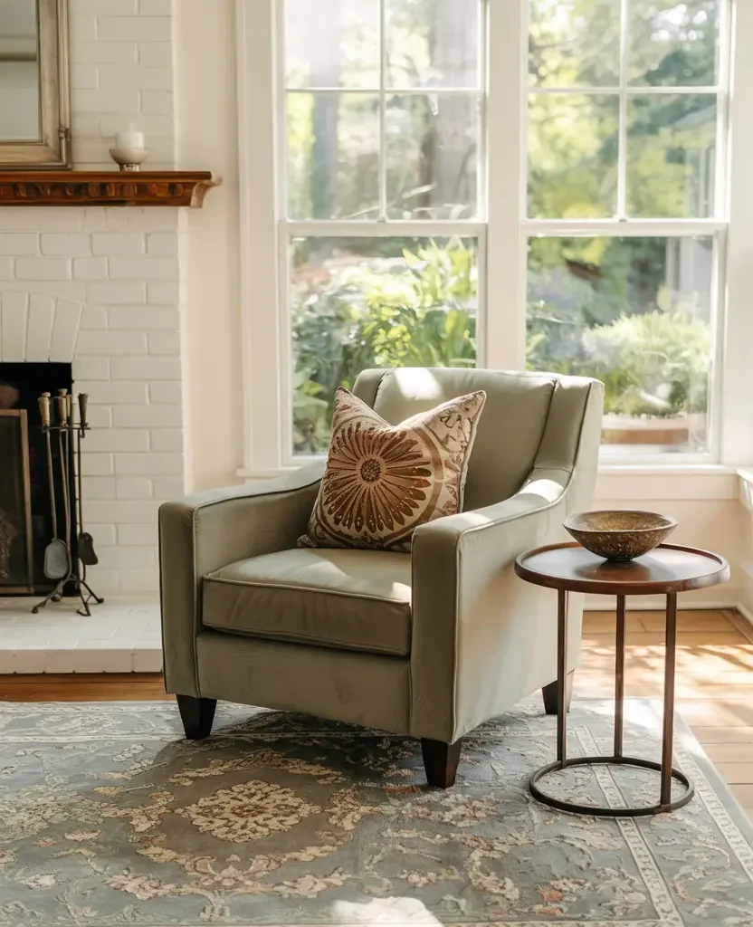 bright spring living room decor with natural sunlight and minimalist cozy styling