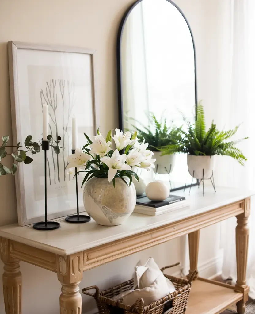 rustic spring decor with indoor plants natural light and fresh greenery cozy home styling ideas