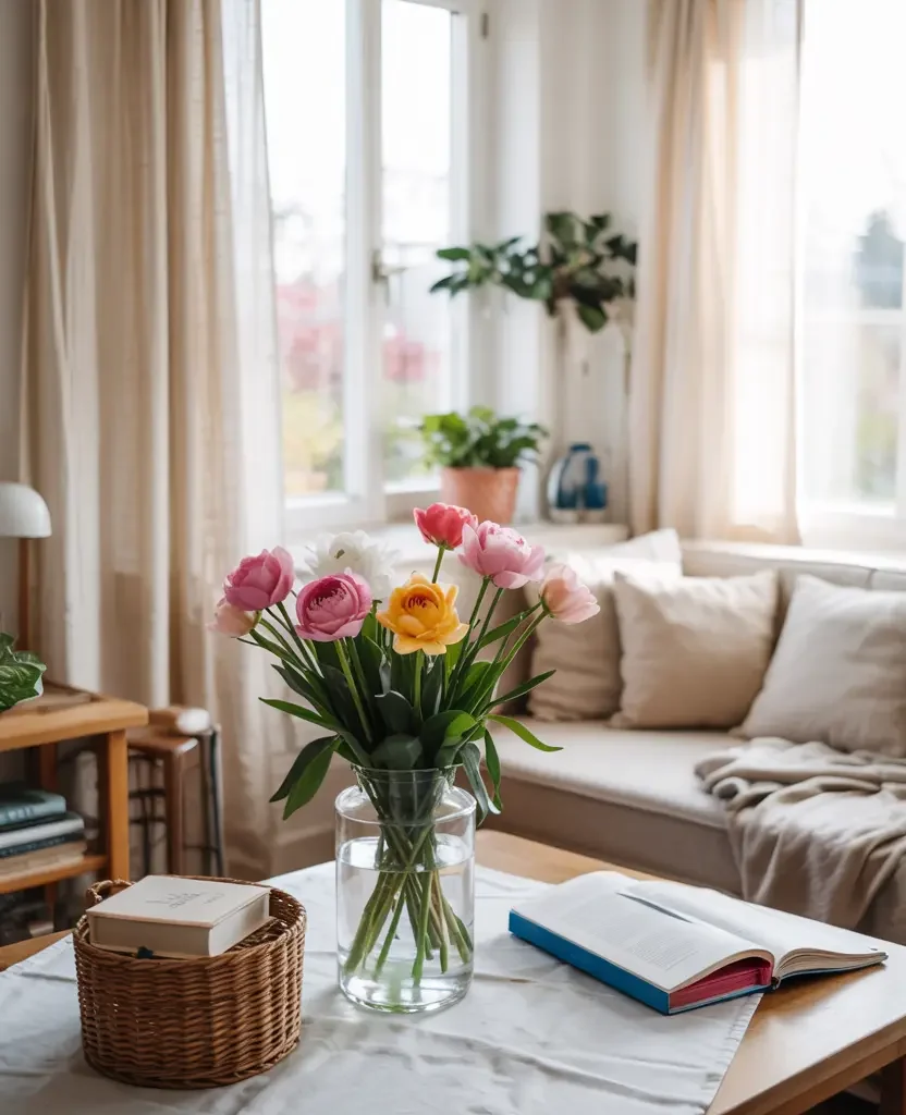 spring home refresh weekend makeover 2026 clean organized bright living room