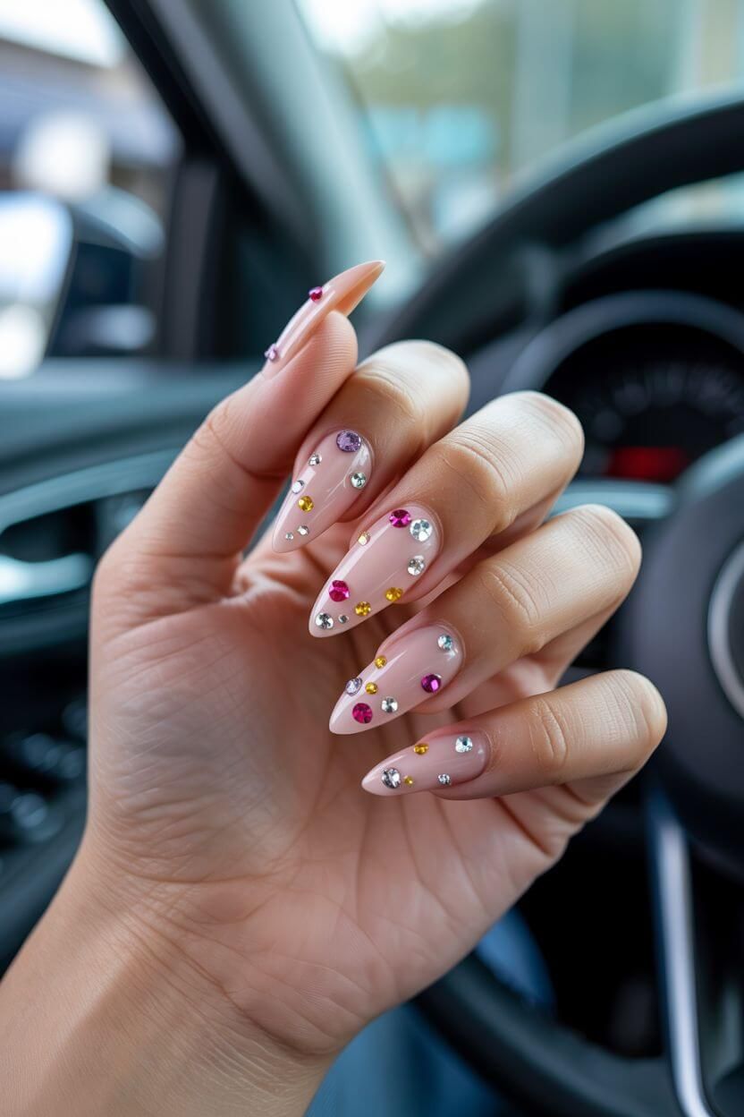 Rhinestone Accent Nails