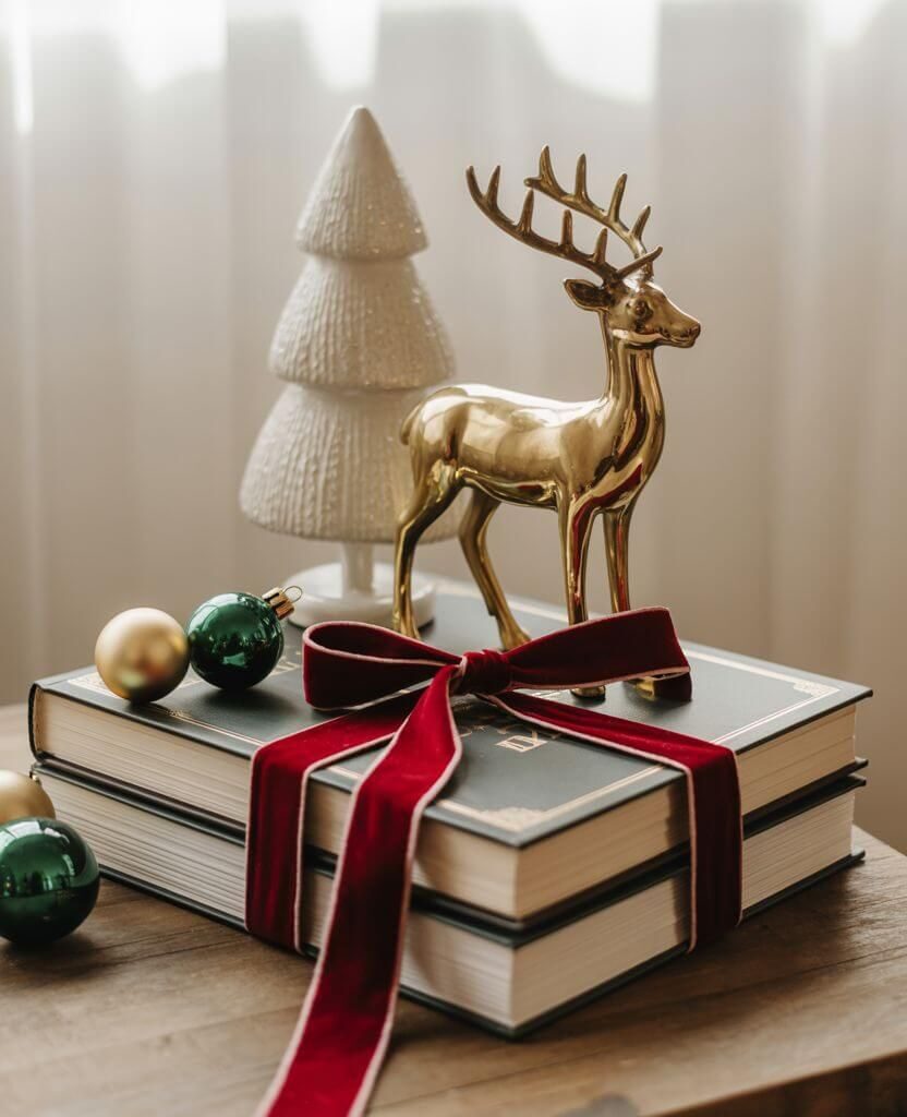 Seasonal transition coffee table styling from autumn to Christmas with neutral throws and pine branches