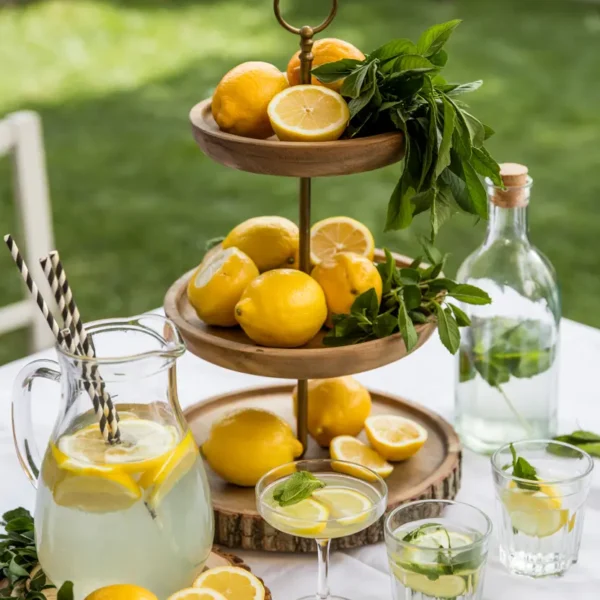 citrus cocktail lemon centerpiece setup