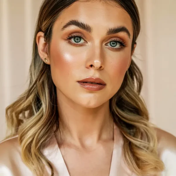 dewy skin neutral lip bridesmaid makeup look 2026