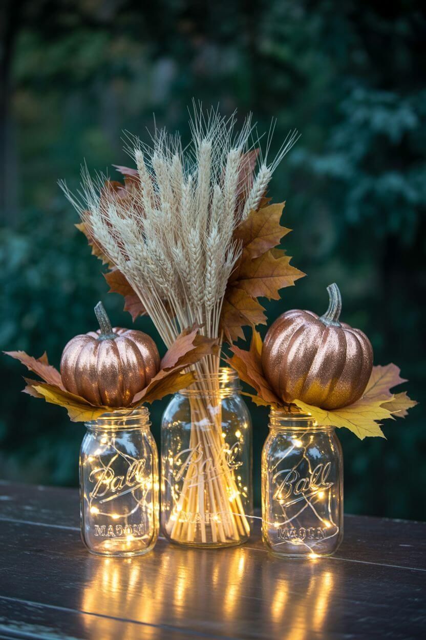 fall-mason-jar-decor-with-pumpkins-and-wheat fall-mason-jar-decor-with-pumpkins-and-wheat