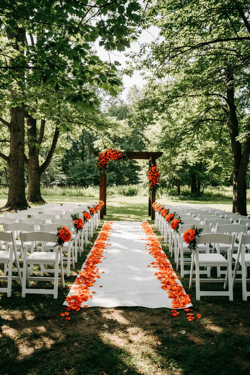 Fall wedding colors under low October light at an outdoor ceremony