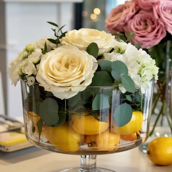 footed glass trifle bowl lemon centerpiece