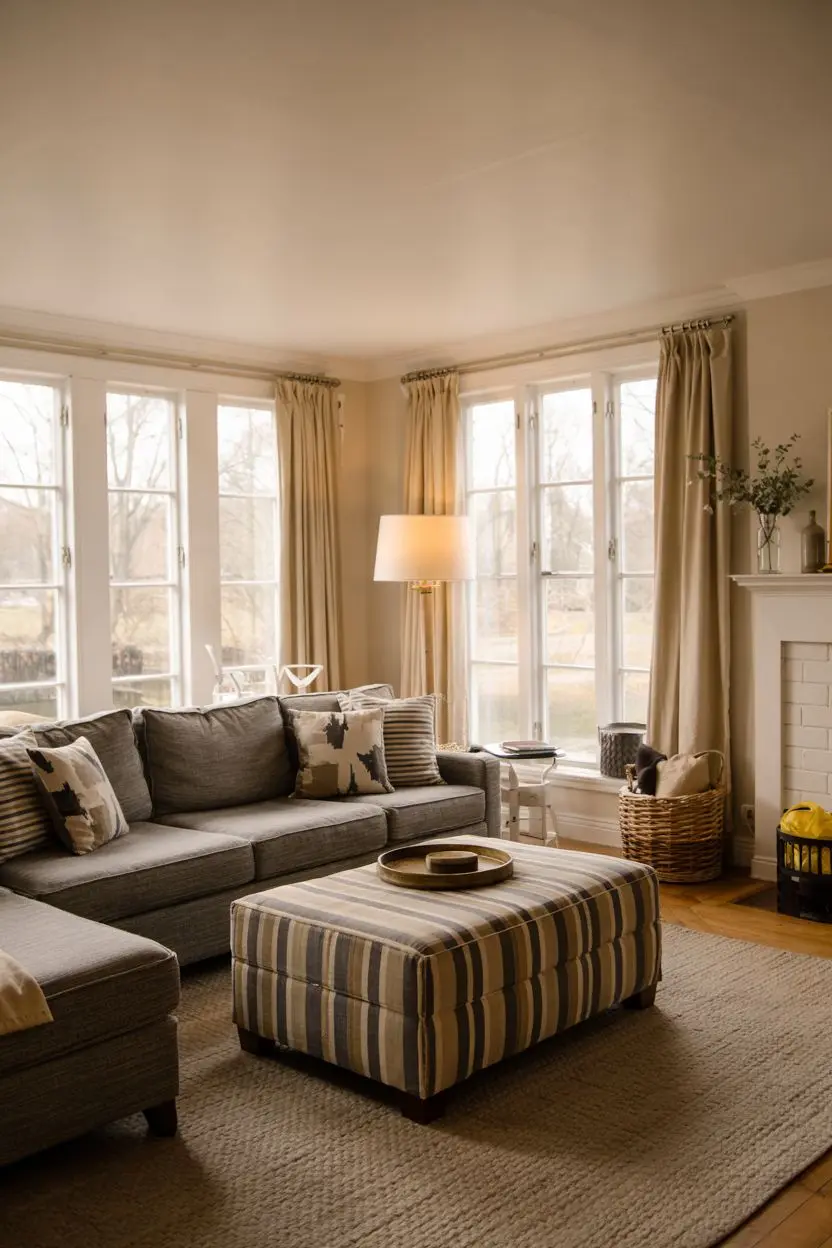 modern grey couch living room styling
