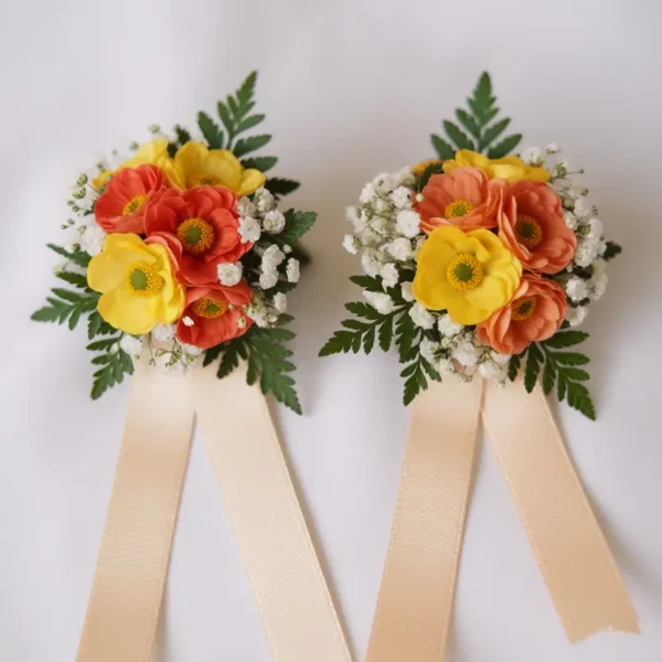 matching wrist corsage wildflower wedding decoration