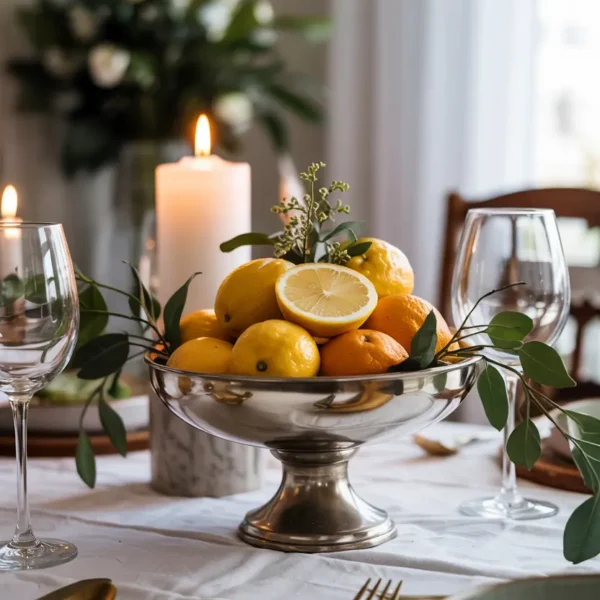 pedestal bowl lemon display centerpiece