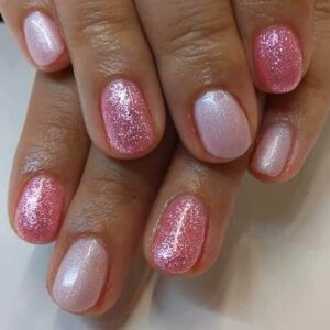 pink glitter ombre Christmas nails 2025