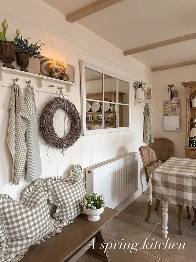 spring tablescape with floral centerpiece ceramic dishes and soft linen rustic decor inspiration