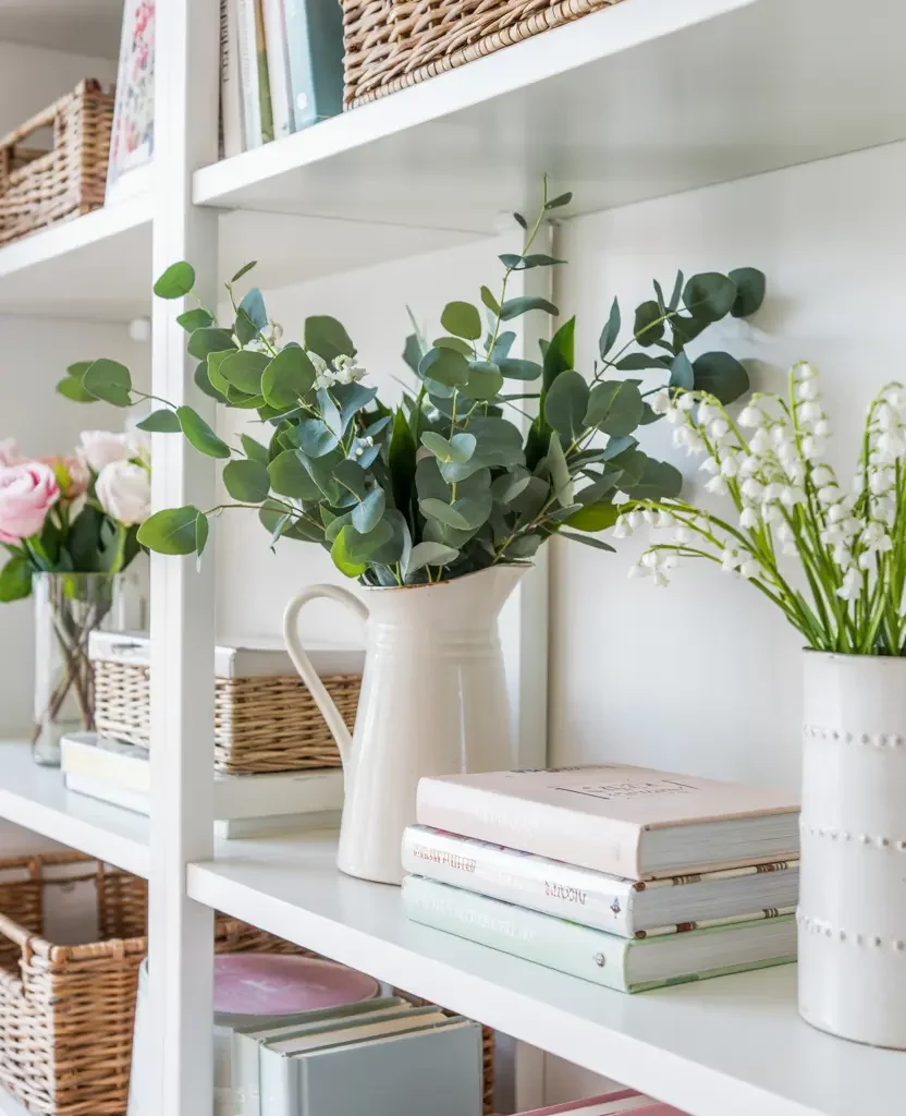 spring decorating ideas diy shelf styling minimalist decor