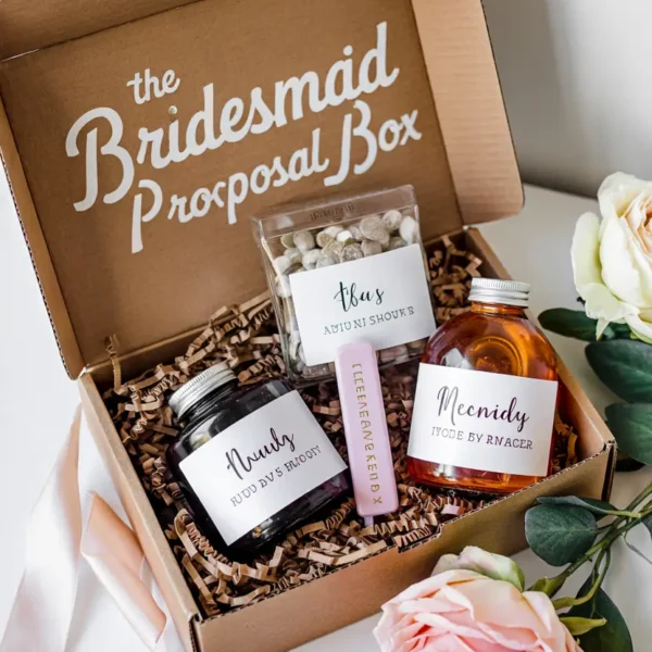 bridesmaid proposal box with jewellery handwritten card and personalised gifts 2026