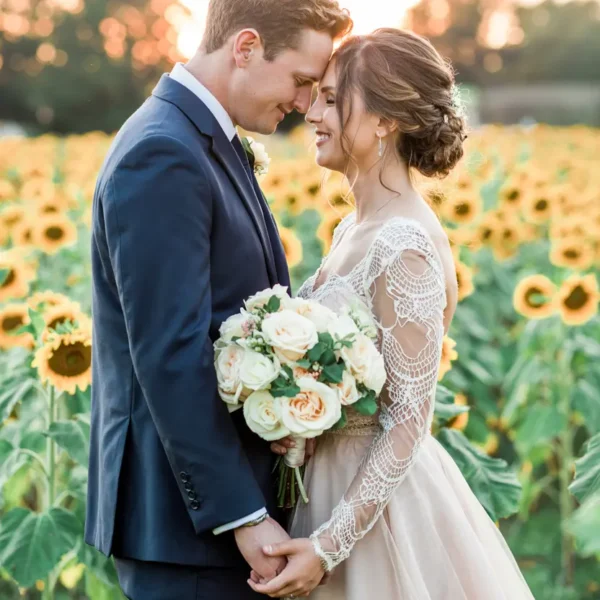 wedding couple forehead touch pose – intimate photobooth idea