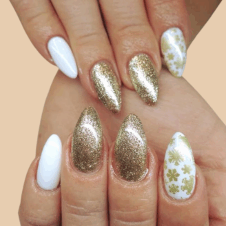 white-christmas-nails-with-gold-glitter
