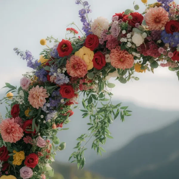 wildflower ceremony arch decoration with cascading blooms